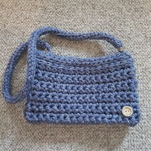 Football Inspired Crochet Handbag Purse in navy blue and white